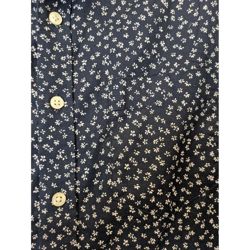 Banana Republic Men's Size S Navy Blue Untucked Shirt White‎ Floral Pattern